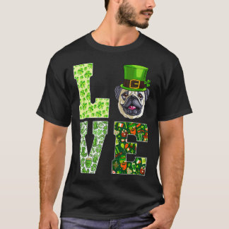 Camiseta Pug de Amor Dia de São Patrício Cachorro Engraçado