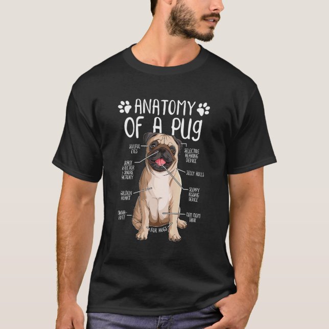 Camiseta Pug de Anatomia Engraçada Amante de Pug (Frente)