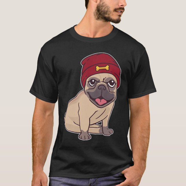 Camiseta Pug de Cachoquinha Clássico  23 (Frente)