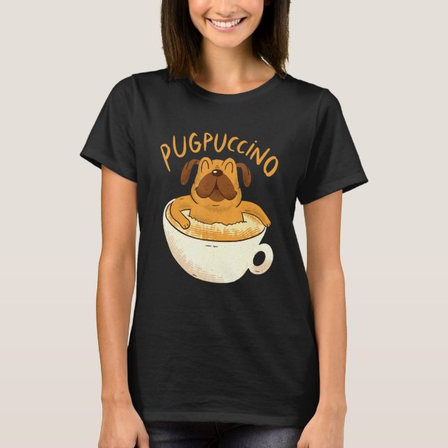 Camiseta Pug de Cappuccino de Café (Frente)