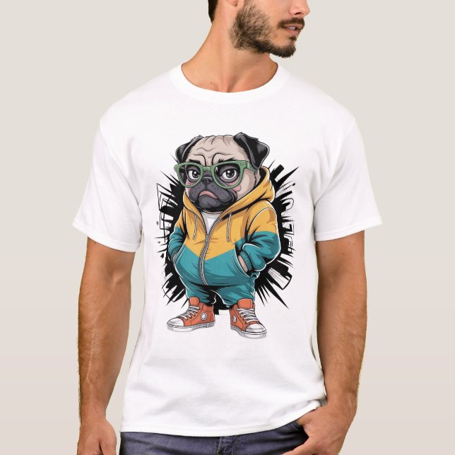 Camiseta Pug de Capuz (Frente)