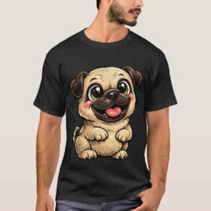 Camiseta Pug de desenho animado feliz - Arte de cachorrinho