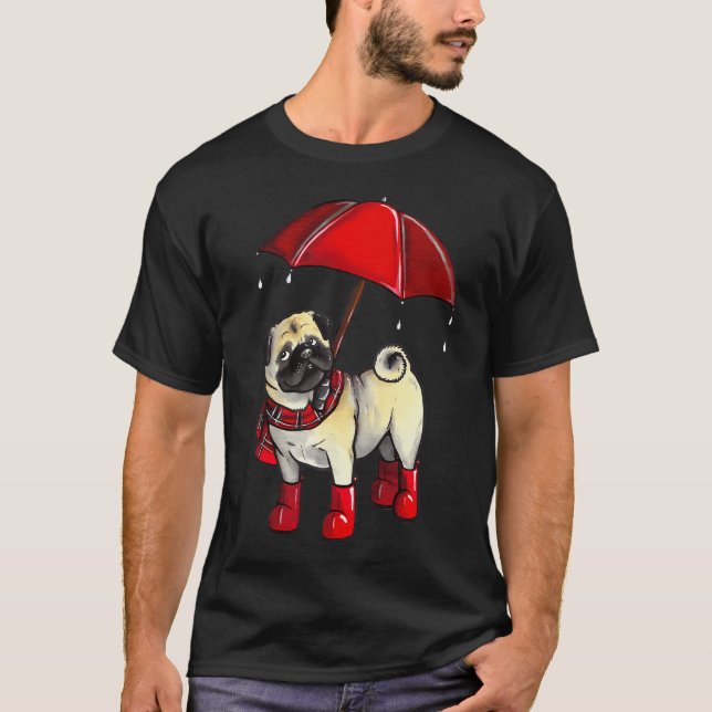 Camiseta Pug de dia chuvoso (Frente)
