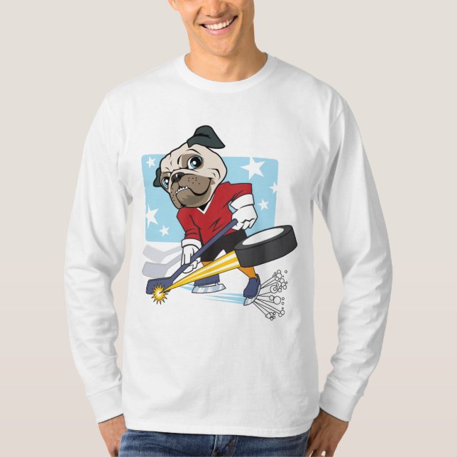 Camiseta Pug de Hockey Personalizável (Frente)