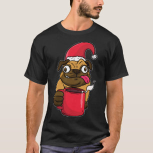 Camiseta Pug de Natal Café de Natal Vinho Aquecido Xmas Sa