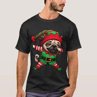 Camiseta Pug de Natal Elfo Amante de Pug Engraçado