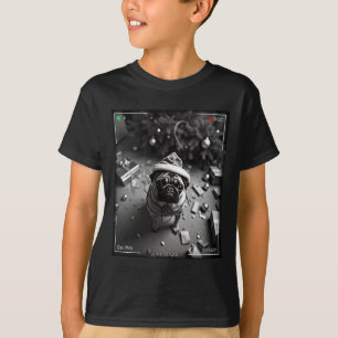 Camiseta Pug de Natal Flagrado pela Câmera