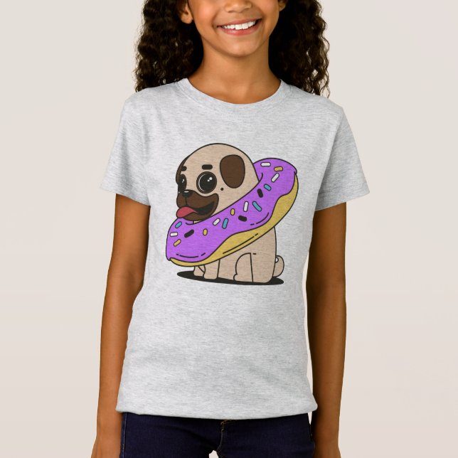 Camiseta Pug de Rosquinha Adorável (Frente)