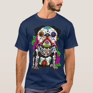 Camiseta Pug dia de los muertos, dia dos falecidos