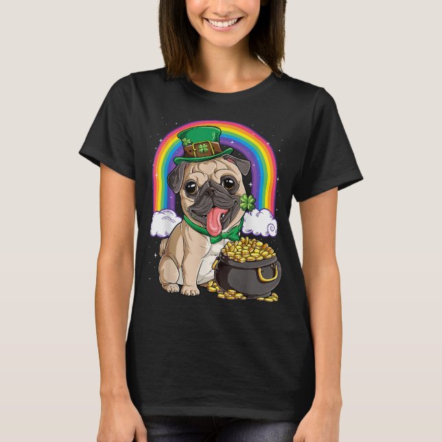 Camiseta Pug Dia de São Patrício Boys Kids Men Leprechaun D (Frente)
