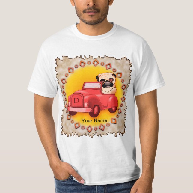 Camiseta Pug Dirigindo Carro (Frente)