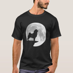 Camiseta Pug Divertido Uivando Lua Cheia Halloween