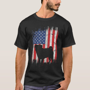 Camiseta Pug do Dia 4 de Julho Bandeira Americana EUA Patri