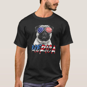 Camiseta Pug do Dia 4 de Julho Merica Bandeira Americana Pa