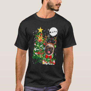 Camiseta Pug do Papai Noel Rena Trevo Luzes Dono do Cachorr