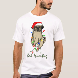 Camiseta Pug Dog Bah Humpug Feliz Natal