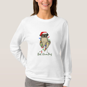 Camiseta Pug Dog Bah Humpug Feliz Natal