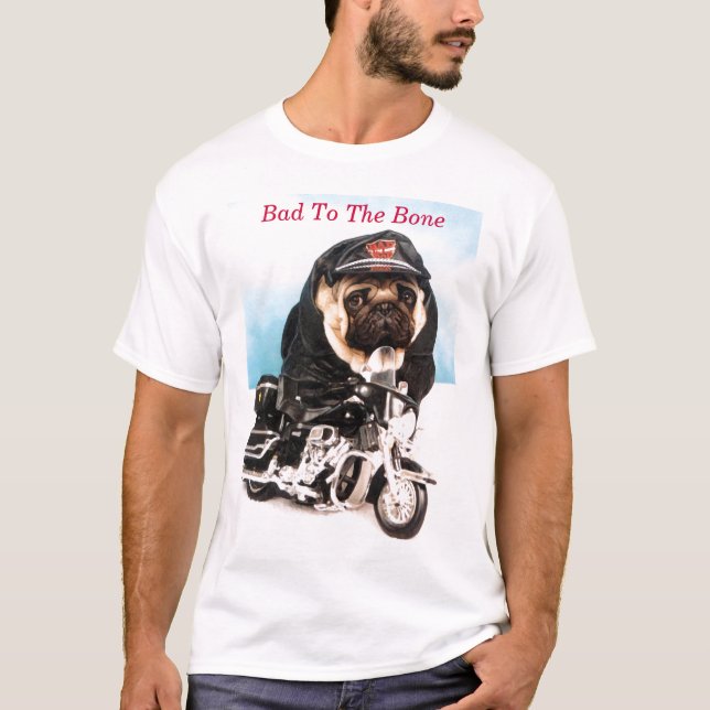 Camiseta Pug Dog Biker T-Shirt (Frente)