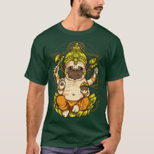 Camiseta Pug Dog Chieftain Deus Buda Yoga Medita Zen