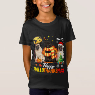 Camiseta Pug Dog Happy Hallothanksmas Cute Pug Dog Thanksgi
