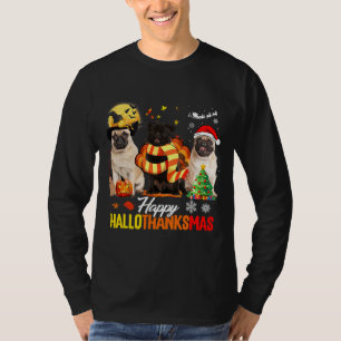 Camiseta Pug Dog Happy Hallothanksmas Cute Pug Dog Thanksgi