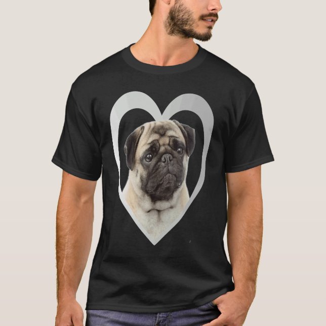 Camiseta Pug Dog Heart Mops Pug 1 (Frente)