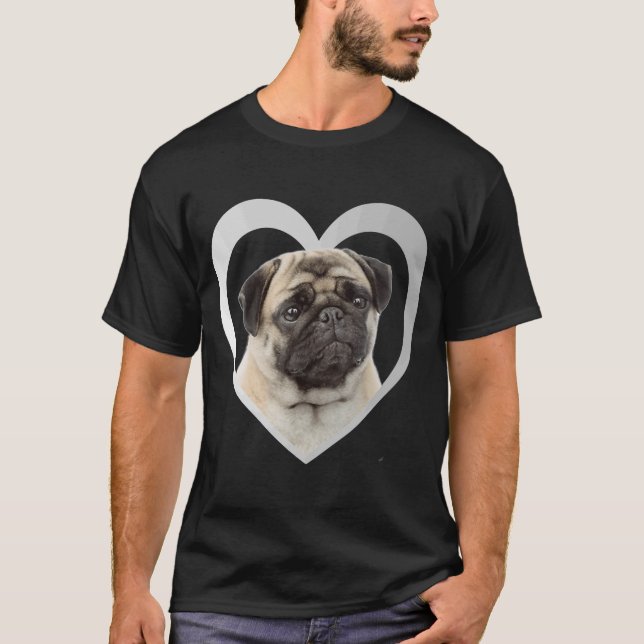Camiseta Pug Dog Heart Mops Pug 1 (Frente)