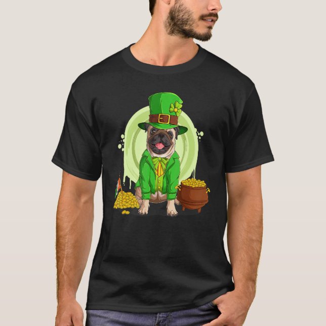 Camiseta Pug Dog Leprechaun Hat Saint Patrick (Frente)