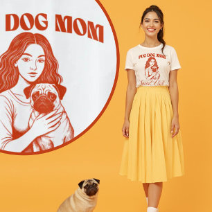 Camiseta Pug Dog Mãe Social Club Line Art for Women