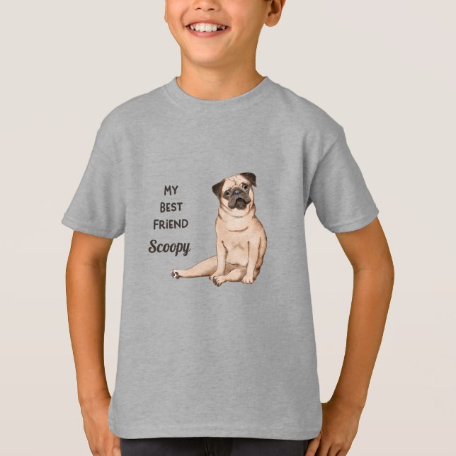 Camiseta Pug Dog Meu Melhor Amigo Personalizado Nome T-Shir (Frente)