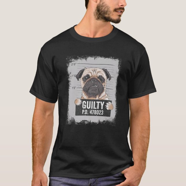 Camiseta Pug Dog Mug Shot Bad og (Frente)