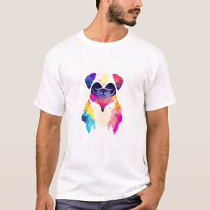 Camiseta Pug Dog Natureza Selvagem Tinta Animal