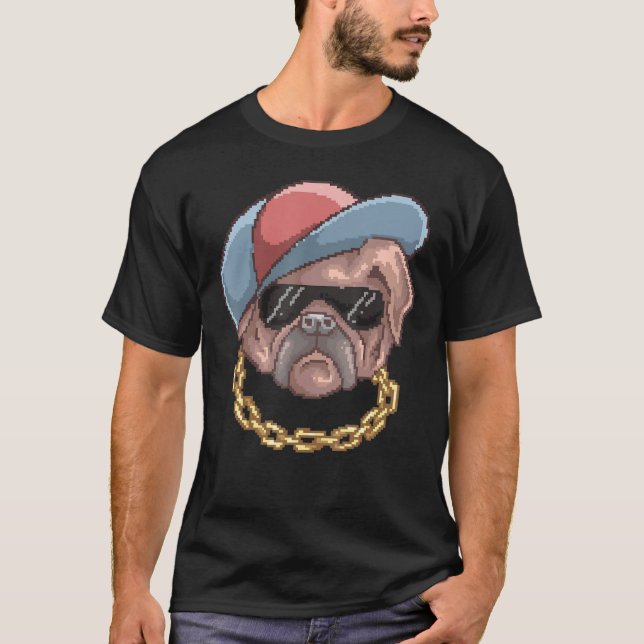 Camiseta Pug Dog Owner Pixel Art (Frente)