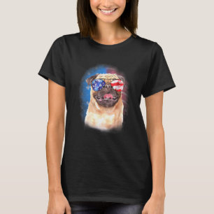 Camiseta Pug Dog Puppy Independence Day Flag