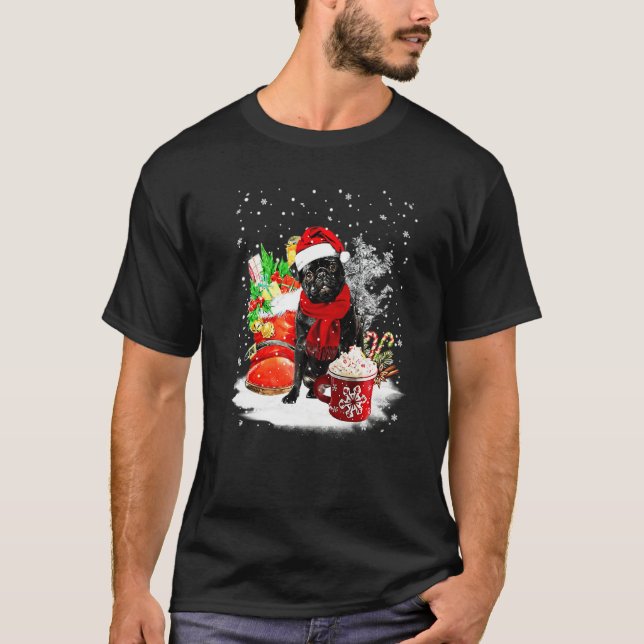 Camiseta Pug Dog Santa Christmas Winter Cup (Frente)