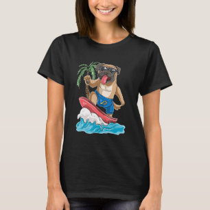 Camiseta Pug Dog Surfing Retro Surf Surfing