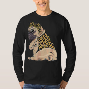 Camiseta Pug Dog Tattoo I Love Mamãe Dia de as mães