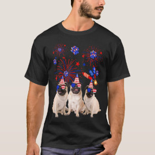 Camiseta Pug Dogs American Flag Feliz 4 De Julho