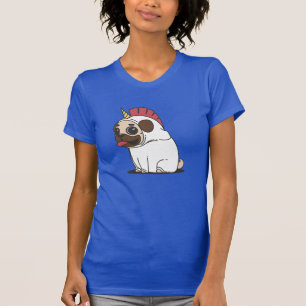 Camiseta Pug dos desenhos animados no traje Pugicorn do