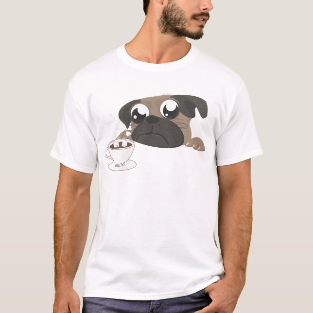 Camiseta Pug e café (Frente)