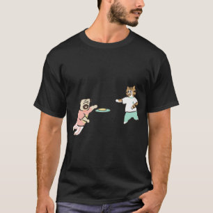 Camiseta pug e gato engraçados, desenho de pug e gato