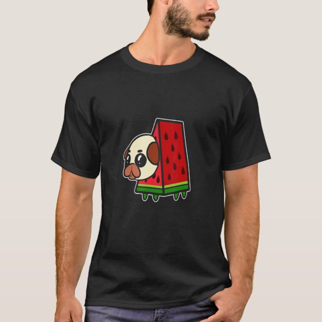 Camiseta Pug E Mãe Cachorro De Melancia (Frente)