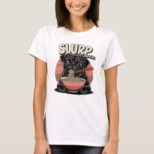 Camiseta Pug Eating Ramen Funny Slurp Acontece