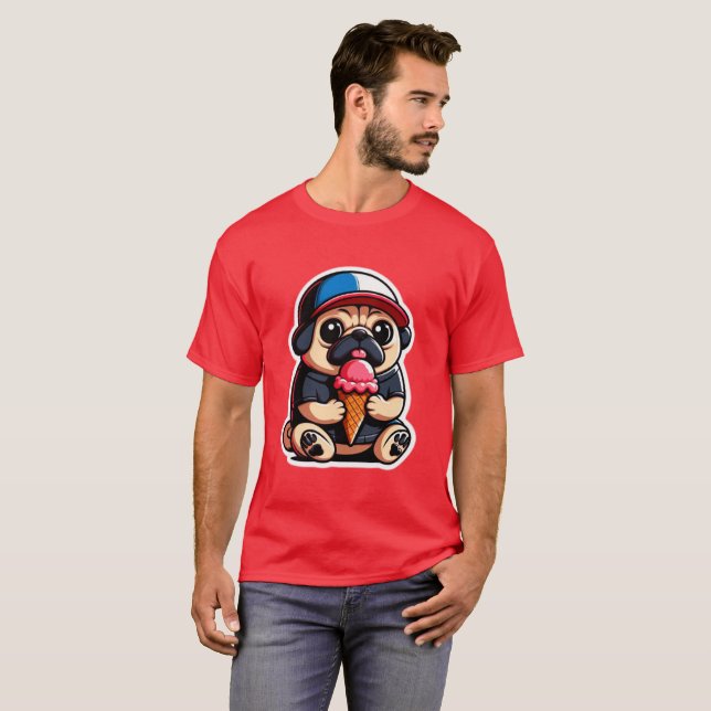 CAMISETA PUG EATING SORVETE 3 (Frente Completa)