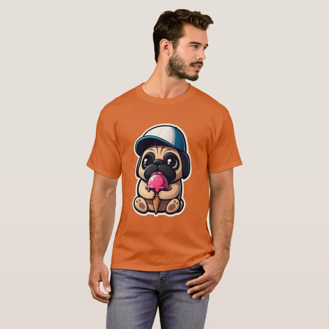 CAMISETA PUG EATING SORVETE 6 (Frente Completa)