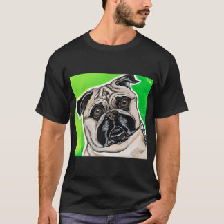 Camiseta Pug em Fundo Verde