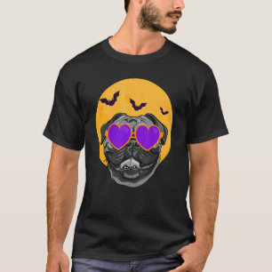 Camiseta Pug Em Óculos De Sol Preguiçosos De Halloween Cach