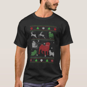 Camiseta Pug Engraçada Pai de Cães de Neve de Natal Mamãe
