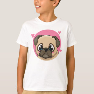 Camiseta Pug Engraçado Amante de Cachorro Fofo Cartoon Cach