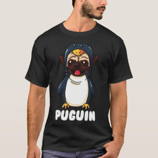 Camiseta Pug Engraçado Disfarçado de Pinguim Puguim 322